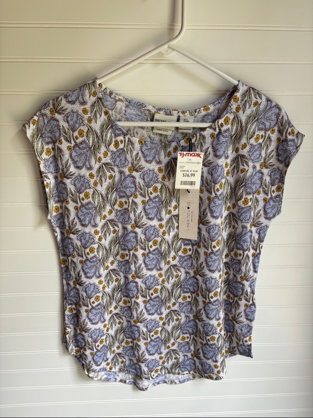 Rachel Zoe Lavender Floral Short Sleeve Tee with Gold Details